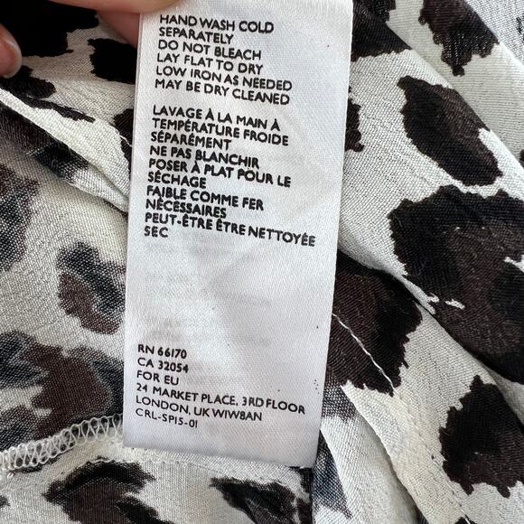 CLEOBELLA Anthropologie Black White Animal Printed Long Sleeve Wrap Midi Dress S - Picture 8 of 8